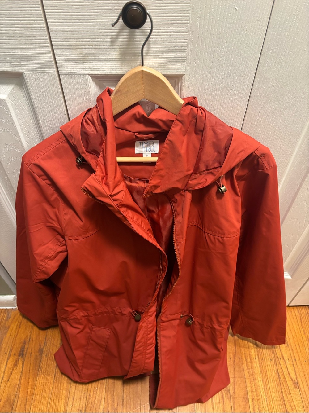 Time and Tru Rust Orange Hooded Anorak Jacket